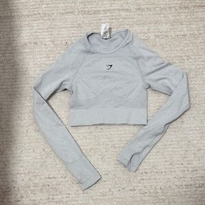 Gymshark Light Gray Long Sleeve Crop Top